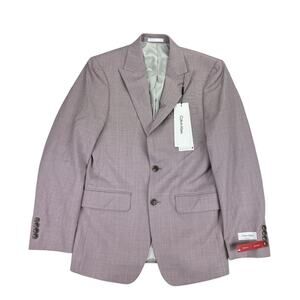 Calvin Klein Mens X Slim Fit Wool Blend Stretch Sharkskin Suit Jacket Pink 36R